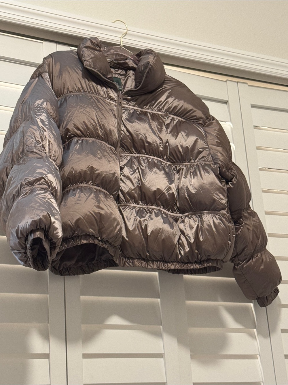wild fable Shiny Brown Cropped Puffer Jacket